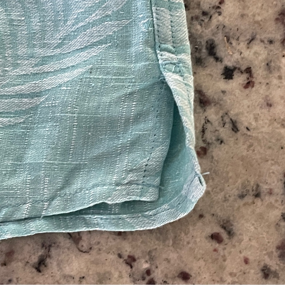 NWT Tasso Elba Silk Linen Blue Green Size Large Short Sleeve Hawaiian Button Up - Picture 4 of 8